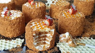 미니 허니 케이크 만들기 / Mini Russian Honey cake full of sweetness/ Medovik Recipe/ ミニハニーケーキ / मिनी शहद केक