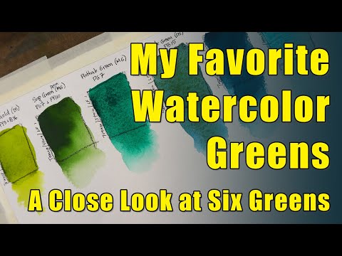 My Favorite Watercolor Greens - Six Greens Compared