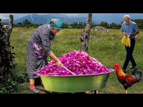 RAINY DAY in Azerbaijani Village | Making Rose Water and Flower Jam in Spring