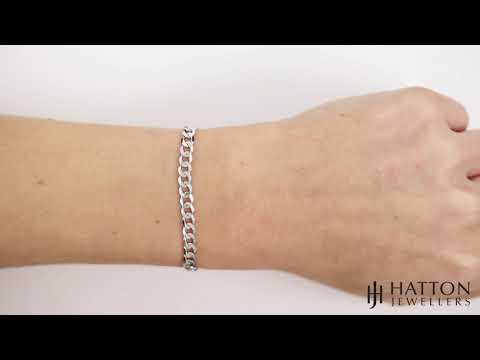 9ct White Gold Italian Bevelled Curb Chain - 4.75mm  - 7" -Ladies