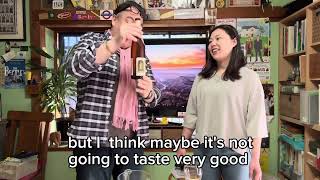 Tasting old wine, English lessons Chris in Itoshima.30年もののリープフラウミルヒを生徒と一緒に試飲しました。糸島でクリスと楽しい英語のレッスン。