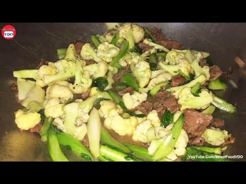 Fried Cauliflower - Asian Food Recipes, Cambodia Food Cooking