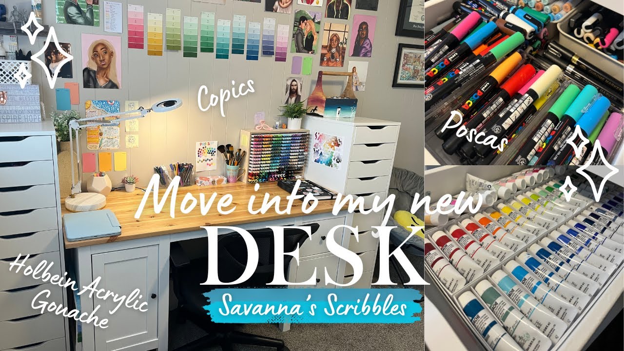 MOVING INTO A NEW DESK | Art Supply Haul & Organization | Copics, Poscas, & Gouache