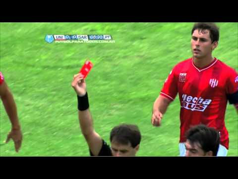 Expulsión de Alemán. Unión - Sarmiento. Fecha 23. Torneo de la Primera B Nacional 2013/14. FPT