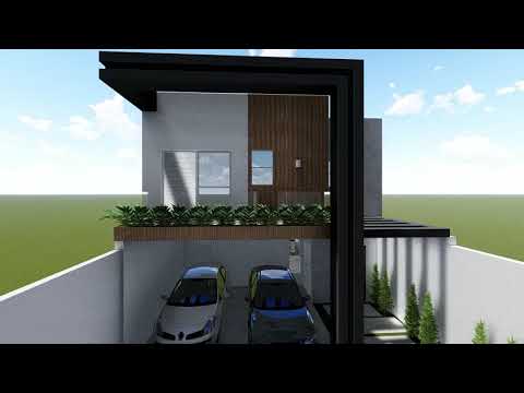 Projeto Arquitetura Casa Sobrado 156m2 - Terreno 8x25m - Moderno