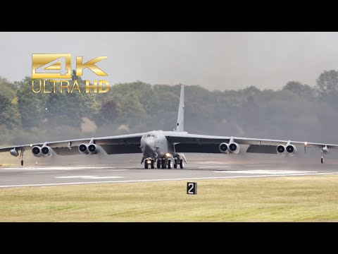 (4K) Boeing B-52 H Stratofortress United States Air Force USAF departure at RAF Fairford B52 61-0029
