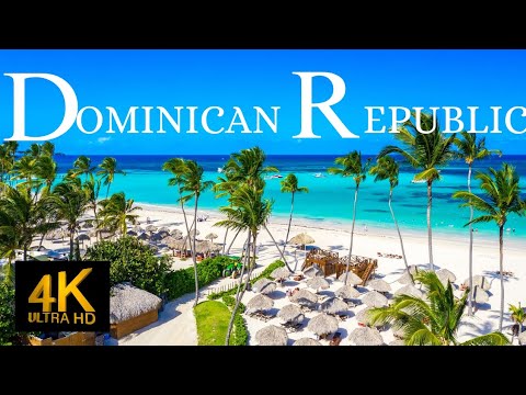 FLYING OVER  DOMINICAN REPUBLIC 🇩🇴 ( 4K ULTRA HD HDR)  VIDEO WITH PEACEFUL MUSIC,