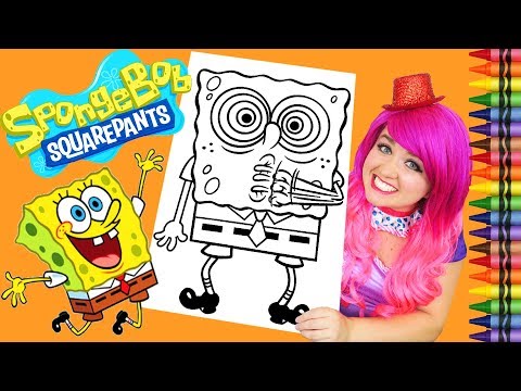 Coloring SpongeBob Squarepants GIANT Coloring Book Page Crayola Crayons | KiMMi THE CLOWN Video