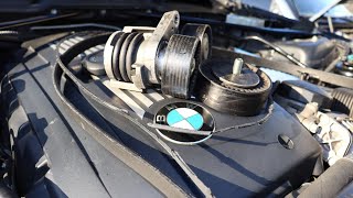 bmw 135i 335i 535i X5 3.5i n54 belt tensioner idler pulley serpentine belt replacement