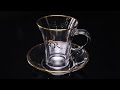 Traditional Tea Glass with Handle, Elegant Glass Tea Cup with Saucer Wholesale