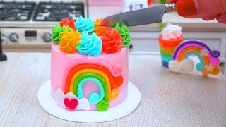 Fascinated With The idea of Decorating a Super Small Rainbow Birthday Cake | Miniature Rainbow Cake