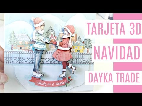 Tarjeta Navideña con 3D Pareja de Patinadores | Dayka Trade