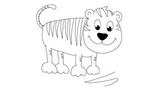 How to draw a Tiger - Easy step-by-step drawing lessons for kids