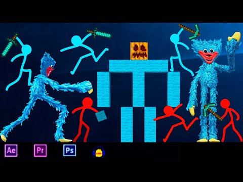 Stickman vs Minecraft (orang lidi Huggy Wuggy) Animation VS Minecraft Movie