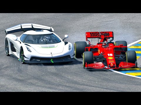 Ferrari F1 2020 vs Koenigsegg Jesko at Le Mans 24h Circuit