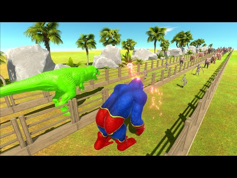 SUPERMAN GORO vs GREEN ALIEN T-REX DEATH RACE - Animal Revolt Battle Simulator