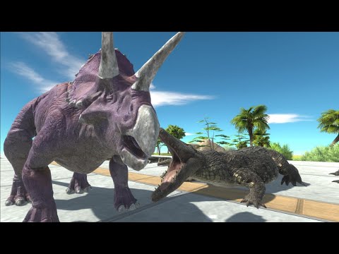 Escape from Deadly Mosasaurus - Animal Revolt Battle Simulator | triceratops arbs