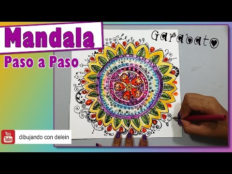 Cómo dibujar un mandala paso a paso #17. Mandala garabato y acuarela