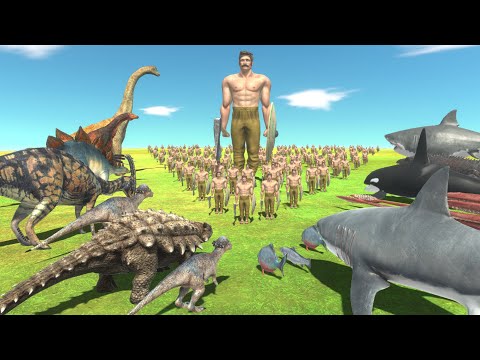 Aquatics VS Herbivore Dinosaurs in Crixus The Gaul Challenge   Animal Revolt Battle Simulator