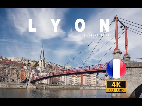 Lyon, a beautiful French city. Walking Tour 4k 60P.