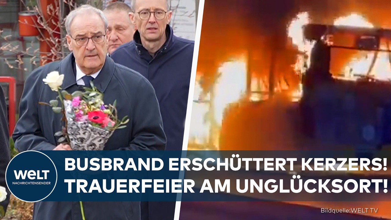 KERZERS: Stilles Gedenken an die Opfer des tödlichen Busbrands! Einsatzkräfte und Präsident vor Ort!