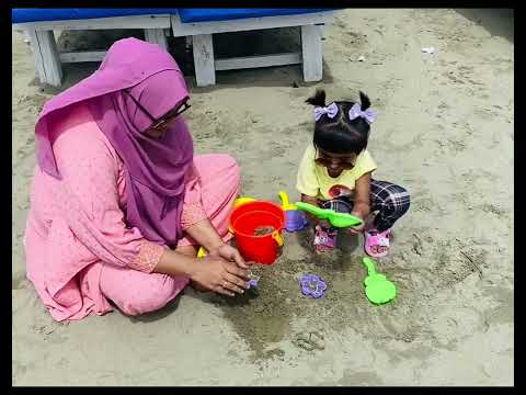 Wafiya playing Sand In Cox’s Bazar Sea Beach #coxsbazar #babyplaying #babyplayingwithsand