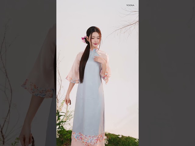 ND25S658 - Sét bộ áo dài tơ ánh