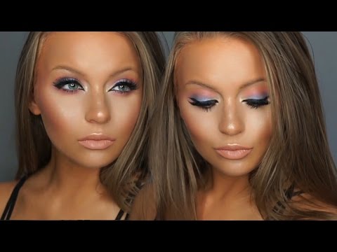 Peach and Periwinkle Summer Sunset 2016 Makeup Tutorial | Jaclyn Hill Champagne Glow Face Palette Video