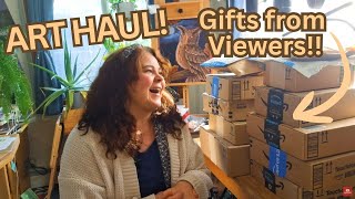 Birthday Art Supplies Haul & Cozy Art Studio Vlog | Unboxing Viewer Gifts 💌