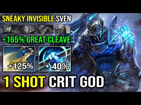 WTF 1 SHOT CRIT Sneaky Invisible Sven +165% Great Cleave with 935 GPM Fast Jungle Dota 2