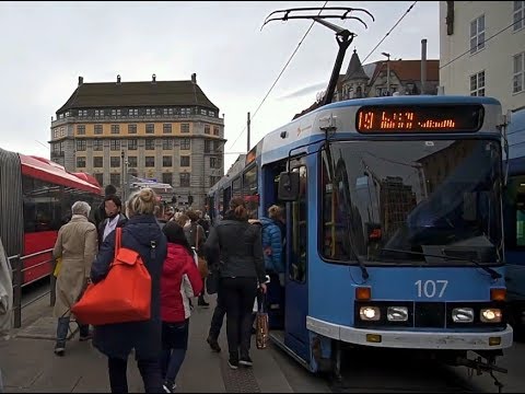 Norway, Oslo, ride with tram No 19 from Jernbanetorget / Central Station  to Ljabru