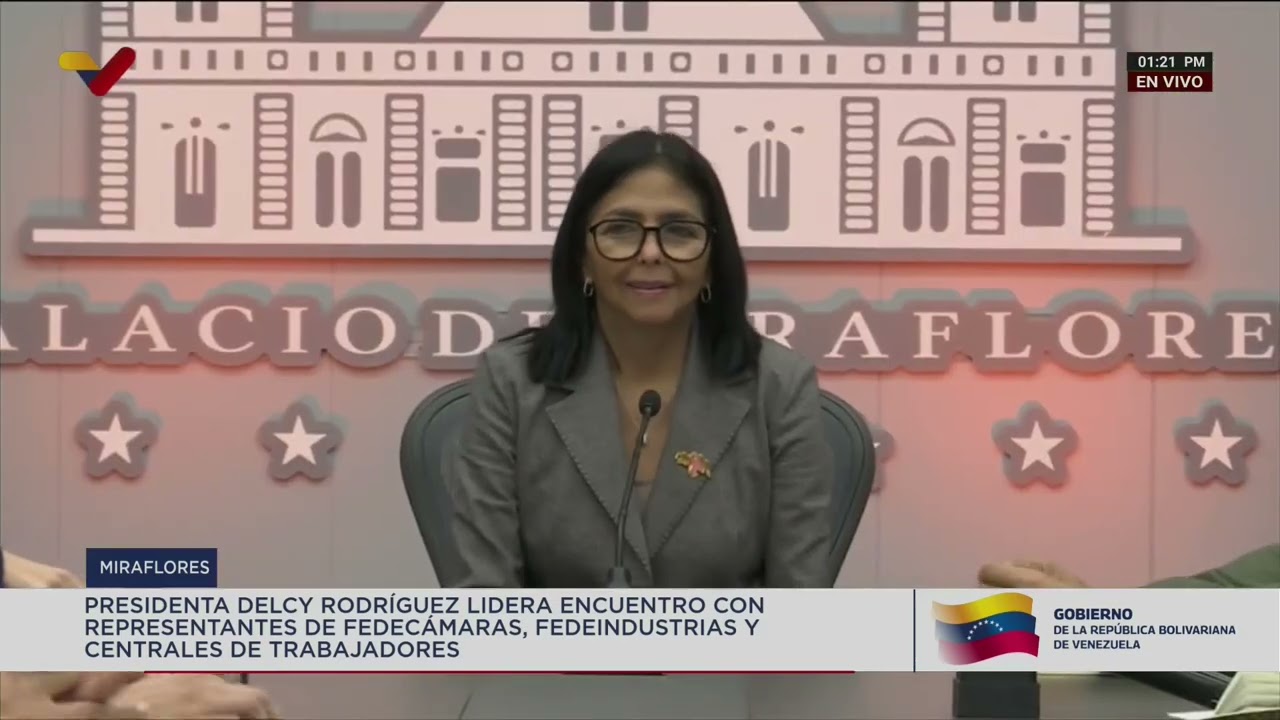 Delcy Rodríguez se reúne con Fedecámaras y sindicatos, 19 de octubre de 2026