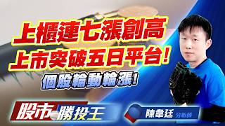 上櫃連七漲創高上市突破五日平台 ! 個股輪動輪漲 ! #加權指數 #台積電 #智邦 #國巨 #南亞科 (圖)