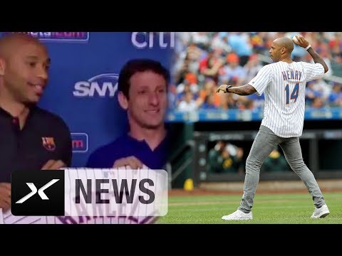 Thierry Henry wirft First Pitch in New York | FC Barcelona | New York Mets