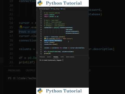 Turn A MySQL Query Into A Pandas Dataframe | Python Tutorial