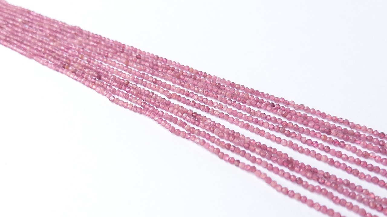 Pink Tourmaline | Faceted Rondelle | 2.2mm Bead Size | 32cm Strand Length video