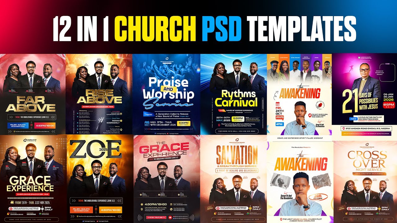 🔥12-in-1 Editable Church Events Flyer PSD | Don't Miss Out on the BEST Photoshop Template
