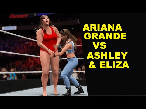 WWE 2K17 Ariana Grande vs Baywatch Babes Ashley & Eliza - 2 on 1