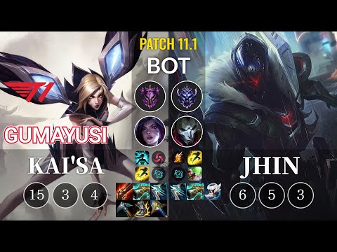 T1 Gumayusi Kai'Sa vs Jhin Bot - KR Patch 11.1