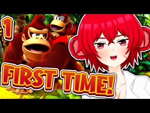 My FIRST Donkey Kong Game?! | DK: Country Returns HD #1 |🔴LIVE VTuber Gameplay & Impressions