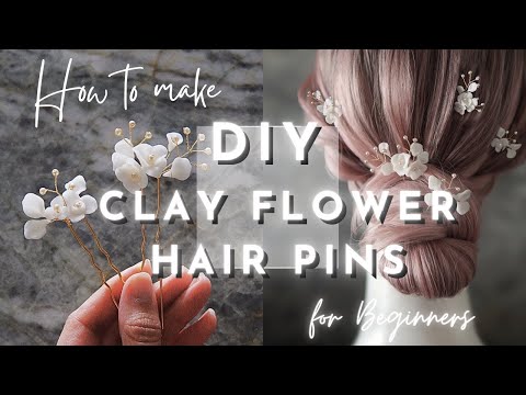 【DIY Bridal】How to make / Tutorial /Clay art flower pearl hair pin accessory/beginner/Gift ideas🌼