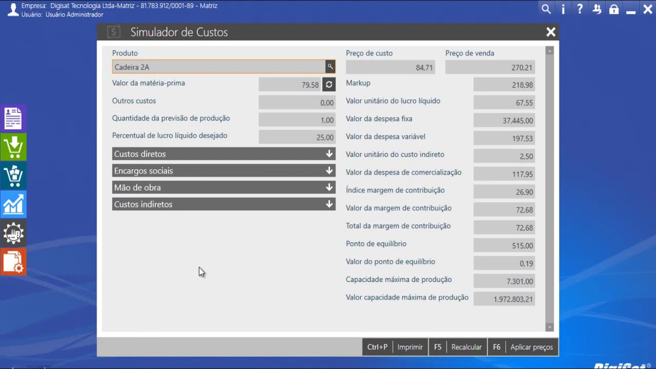 ADMI Smulador de Custos