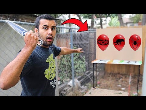 SECRET Hidden Punishments Inside of GIANT Balloons (Throwing Knife Mystery Balloon Challenge) Video