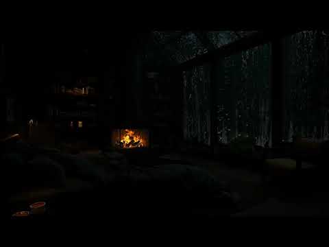 Rainy Night in a Forest Cabin(No Ads)😴💦Cozy Rain+Thunder Sounds for HEALING SLEEP🔥Relaxing,Warm Fire