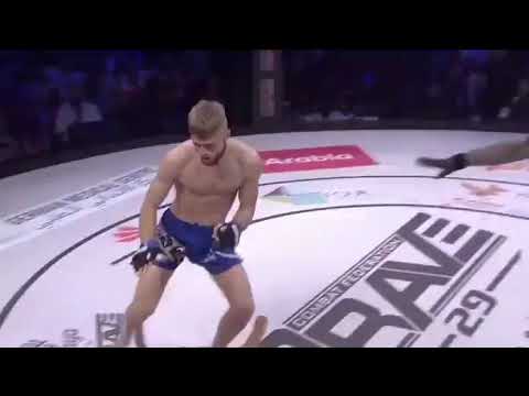 caposa   A checked low kick by Matiss Zaharovs shatters Hussain Maki's leg at Brave CF 29  Thankfull