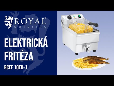 Video - Elektrická fritéza - 10 l - 3 000 W - vypúšťací kohútik - Royal Catering