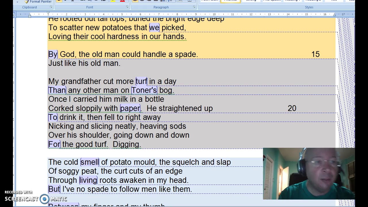 Heaney: Digging, IB IOC help