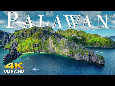 FLYING OVER PALAWAN (4K UHD) Amazing Beautiful Nature Scenery with Relaxing Music| 4K VIDEO ULTRA HD