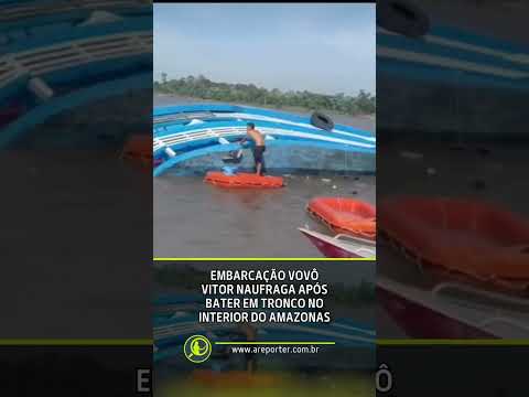 Barco Vovô Vitor naufraga no Amazonas após colisão com tronco.