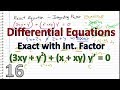 Differential Equations - 16 - Exact with Integrating Factor EXAMPLE